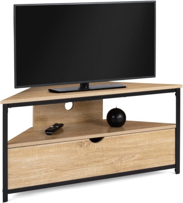 IDMarket - Meuble TV 100 cm d'angle Detroit avec Placard Design Industriel