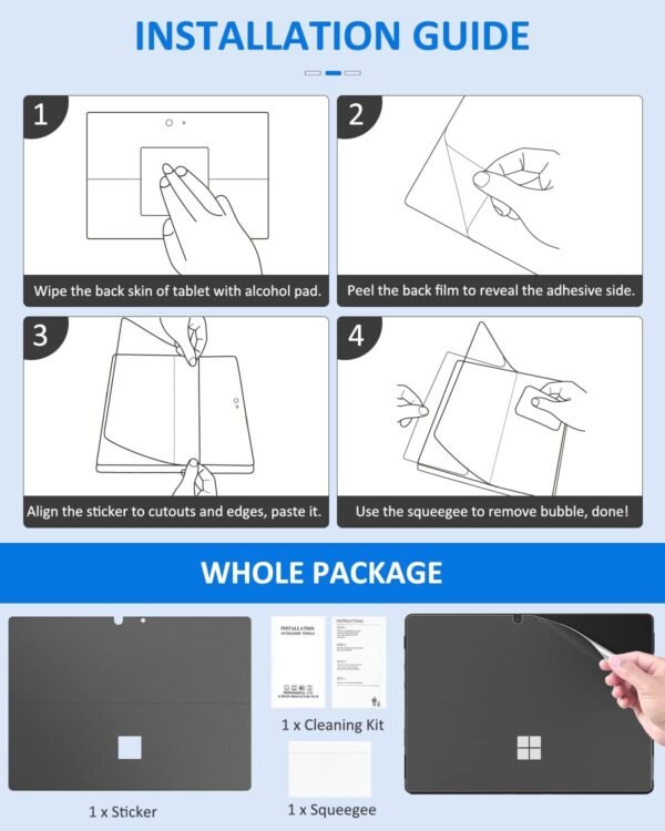 MoKo Film de Protection Arrière Tablette Compatible avec Microsoft Surface Pro 11 2024 / Pro 10 2024/Pro 9/Pro 8 13", Protecteur d'Écran Arrière d'Autocollant en PU pour Surface Pro 11, Gris Foncé – Image 7