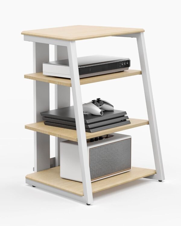 FITUEYES Meuble HiFi à 4 Etagères en Bois et Acier Support pour Platine Vinyle Meuble Audio/Vidéo Capacité de Charge Max. 50KG Structure Solide – Image 9
