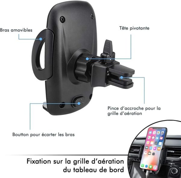 KARYLAX Support Fixation Smartphone pour la Voiture, Fixation sur Pare-Prise et Tableau de Bord Auto, Support Voiture 360° pour Smartphone ASUS ZenFone 7 – Image 3