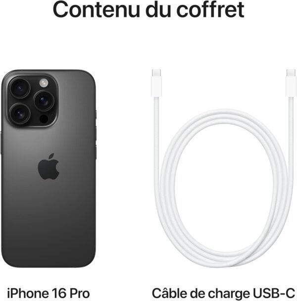 Apple iPhone 16 Pro (128 Go) - Titane Noir – Image 6