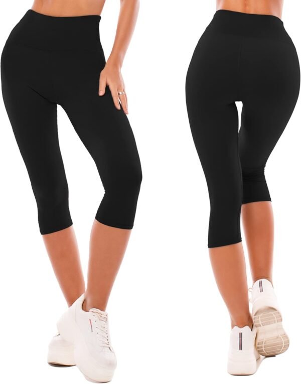 SINOPHANT Legging 3/4 Femmes Pantalon de Sport, Jegging Taille Haute Femme Yoga Opaque Doux Corsaire Pantacourt – Image 2