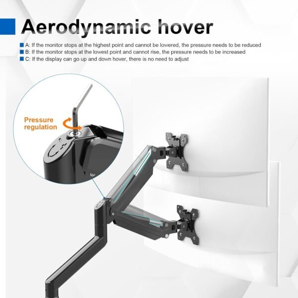 GRIFEMA GB2003-1, Support Ecran PC Moniteur de 13-32 Pouces, Bras Ecran PC VESA 75x75-100x100 MM, Rotation à 360°, Réglable en Hauteur, Charge Maximale de 9 KG, Noir – Image 4