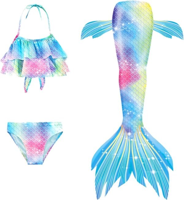 Maillot De Bain Enfant Fille - Joli Maillot de Bain d'été Cosplay Party Fille Manches Longues 3 Pièces Deguisement Océan Piscine Natation Plage Costume de Bain de Plage