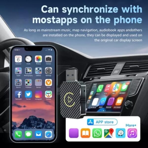 DFZHiuat Adaptateur Carplays sans fil Androids Auto – 2 en 1 Smart USB Dongle Mini Compact Carplays Convertisseur pour une connectivité transparente Glod – Image 3