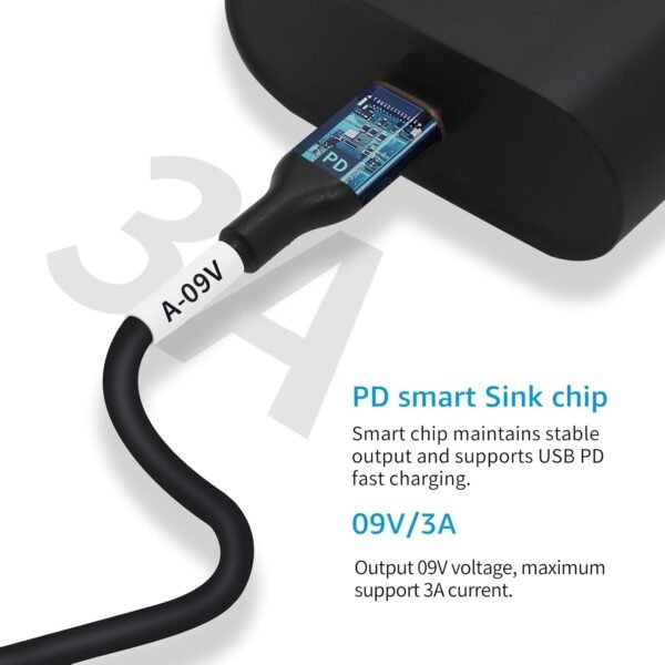 DSD TECH MagicConn SH-CP09A Câble d'alimentation USB Type C PD vers DC(55x25)-9V – Image 3