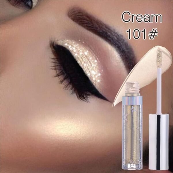 Allbesta Fard à paupières longue durée Liquide Maquillage Métaux chatoyants Stylo brillant Ombre à paupières imperméable (#101) – Image 6