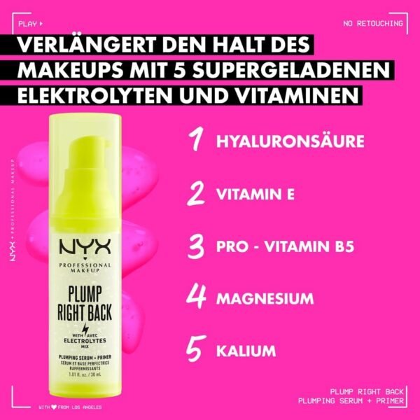NYX Professional Makeup - Base Fixatrice de Maquillage 2-en-1 - Aux Électrolytes et Vitamines - Repulpe et Hydrate - Formule Vegan - Plump Right Back - 30 ml – Image 5