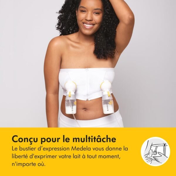 Medela Mains libres, soutien-gorge d'extraction Easy Expression avec matériau adaptatif stretch pour un ajustement parfait – Image 4