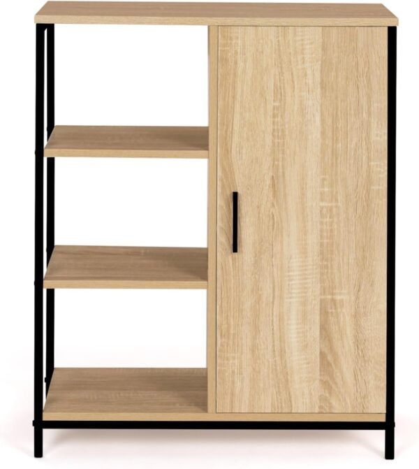 IDMarket - Buffet d'appoint 3 étagères et Placard 70 cm Detroit Design Industriel – Image 4