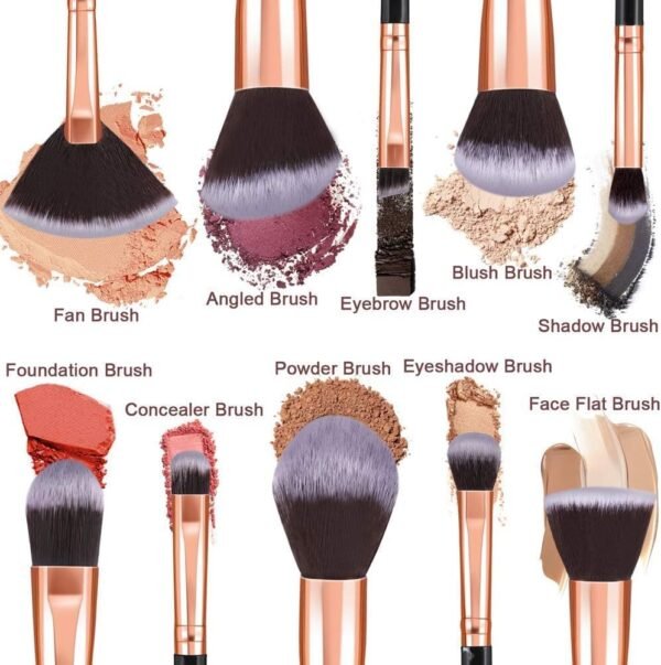 Pinceaux Maquillages 10 PCS Set, Noir et or Pinceaux Maquillages Professionnel pour Fond De Teint, Blush, fard à Paupières Poils Synthetiques Premium Doux et Sans Cruauté – Image 6