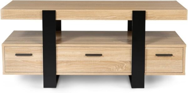 IDMarket - Meuble TV 116 cm Phoenix avec tiroirs Bois et Noir – Image 3