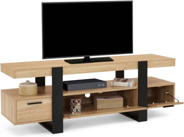 IDMarket - Meuble TV 140 cm Phoenix avec tiroirs Bois et Noir – Image 4