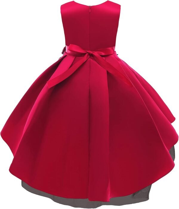 Cichic Robe de fête pour fille - Robe plissée élégante en satin - Pour concours de beauté, anniversaire, mariage, demoiselle d'honneur, bal de fin d'année, 2 à 10 ans – Image 2