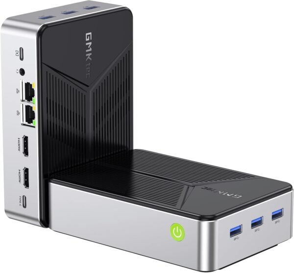 GMKtec Mini PC NAS, G9 Intel N150 Dual Boot Linux+OS Ordinateur de Bureau, 12GB DDR5 64GB eMMC + 512GB M.2 SSD, 4 emplacements M.2 NVMe, Dual NIC 2.5GbE, USB-C/USB 3.2 10Gbps, Stockage en réseau