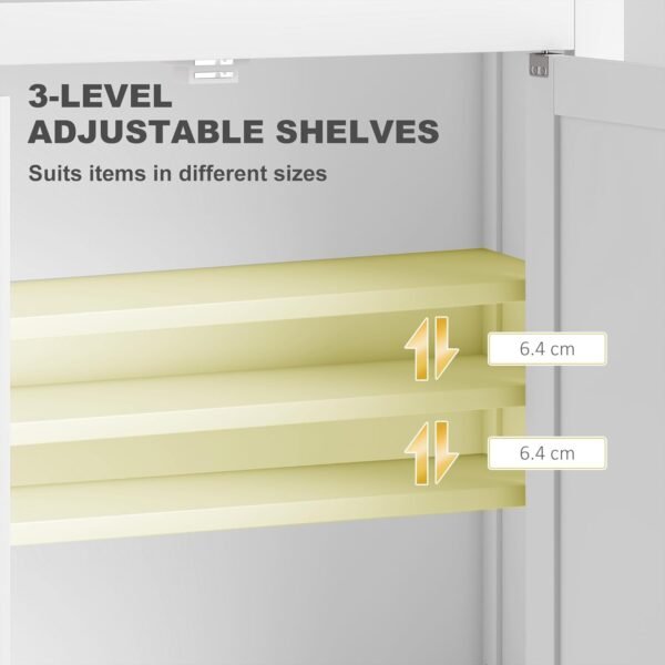 HOMCOM Meuble de Salle de Bain, Meuble de Salle de Bain Moderne à Fixer au Dessus des Toilettes avec 2 Portes et 2 étagères réglables, 61 x 20 x 84 cm, Blanc – Image 5