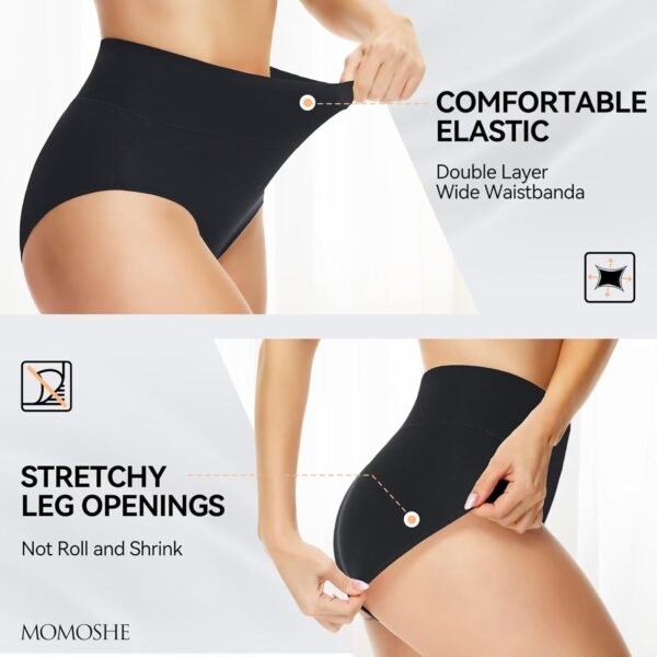 Momoshe Culotte Femme Coton Taille Haute Lot de 5 Elasticité Ventre Plat Post Accouchement Gainante Slip Shorts Shorty pour Femmes Sport Extensibles Doux Décontracté Boxer sous-Vêtements – Image 2