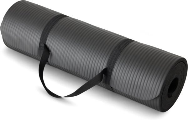 Amazon Basics 1/2-Inch Extra Thick Yoga and Exercise Mat with Carrying Strap, Black