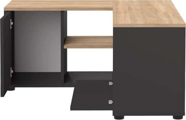Symbiosis Angle Meuble Tv Noir et Chêne Naturel 90x90x45 cm – Image 4