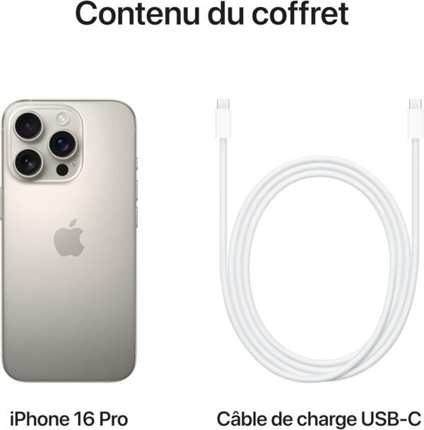 Apple iPhone 16 Pro (128 Go) - Titane Naturel – Image 6