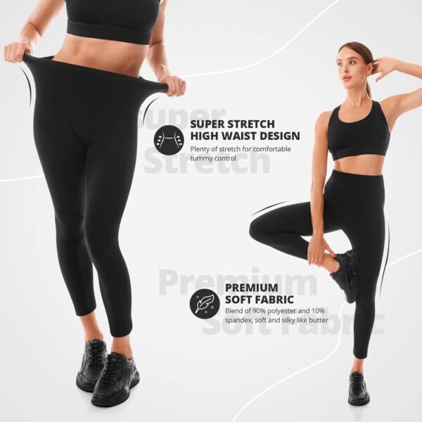 Walifrey Legging de Sport pour Femme, Taille Haute, Noir, pour entraînement, Gym, Sport – Image 3