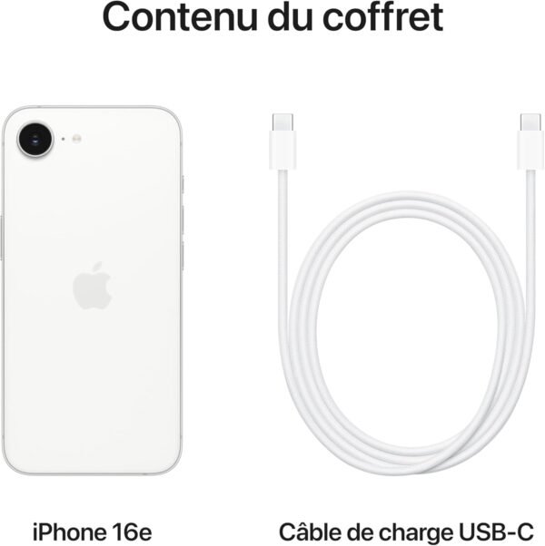 Apple iPhone 16e 128 Go : Conçu pour Apple Intelligence, Puce A18, Autonomie de Taille, Caméra Fusion 48 Mpx, Écran Super Retina XDR de 6,1 Pouces; Blanc – Image 6