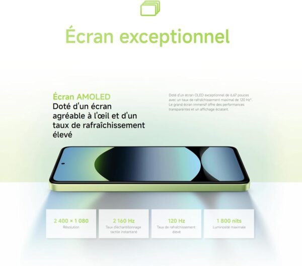 Xiaomi Smartphone Redmi Note 14,8+128GB,Noir,108Système de caméra MP IA,Batterie 5500mAh,écran de Soins oculIAres 120Hz,fonctionnalités IA (Chargeur Non Inclus)(Version Française+2 Ans de Garantie) – Image 8