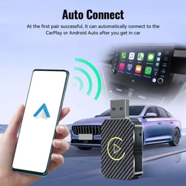 DFZHiuat Adaptateur Carplays sans fil Androids Auto – 2 en 1 Smart USB Dongle Mini Compact Carplays Convertisseur pour une connectivité transparente Glod – Image 6