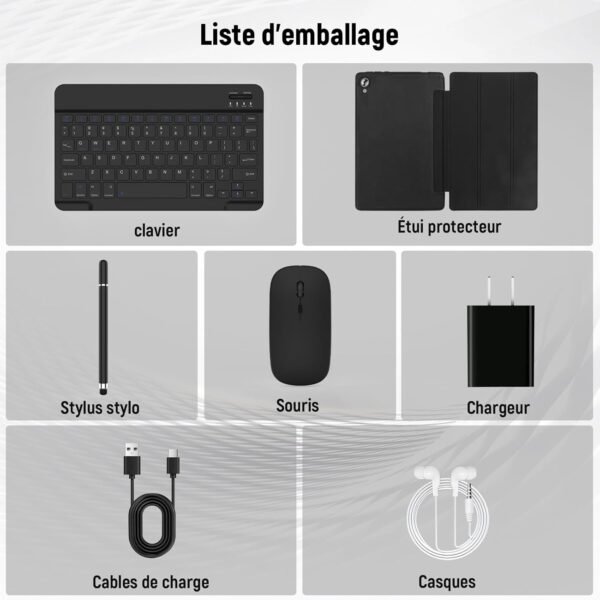 Yicty Tablette Android 14 avec Wi-FI 6 Octa-Core 14 GO RAM+128 GO ROM (Extensible Jusqu'à 1 to) Tablette Tactile avec Widevine L1 5000mAh 5MP+8MP Tablette 10 Pouces avec Clavier+Souris et Cas (Noir) – Image 7
