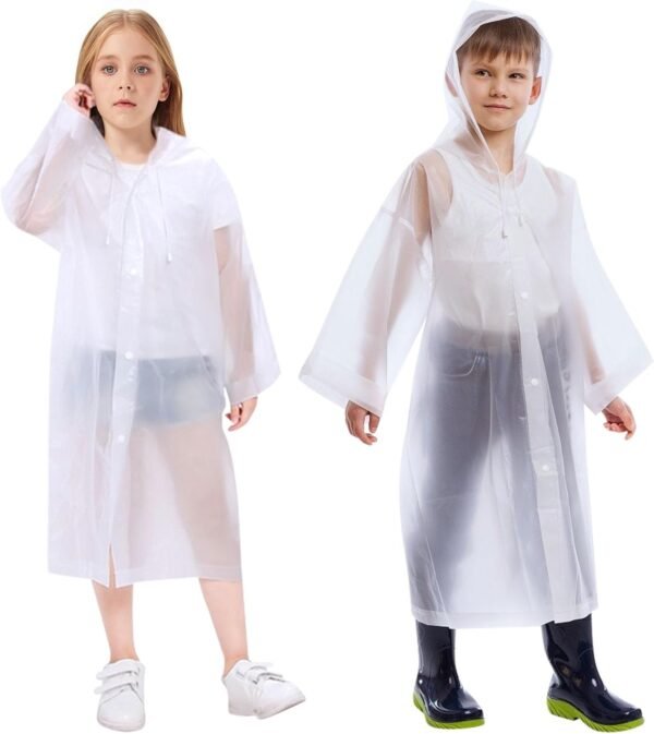 Vicloon Poncho de Pluie Imperméable pour Enfant, Réutilisable EVA Imperméable Enfant Capuchon Vêtements de Pluie, Pour voyage, randonnée, Va à L'école, Equitation, Taille Unique
