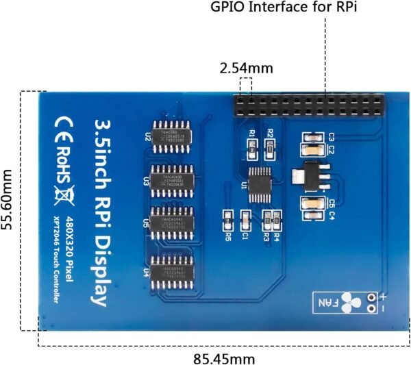 APKLVSR Écran tactile TFT LCD 3,5" 480 x 320 avec stylet pour RPi 5 4B, 3B+, 3B, 2B+, B – Image 3