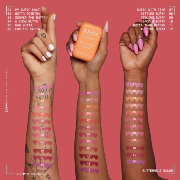 NYX PROFESSIONAL MAKEUP - Blush en Poudre, enrichi en beurre de mangue, beurre d'amande & beure de karité - Texture Fondante - Formule Vegan - Buttermelt Blush, Teinte : U Know Butta – Image 7