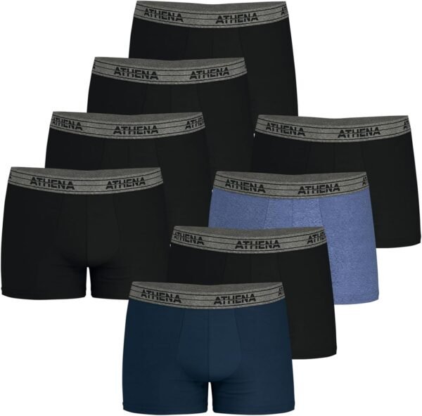 Athena - Lot de 8 Boxers Homme Ecopack - Boxers Coton Stretch Respirant - Label OEKO-TEX® standard 100 - Coupe Ergonomique, Doublure Avant, Confort et Maintien