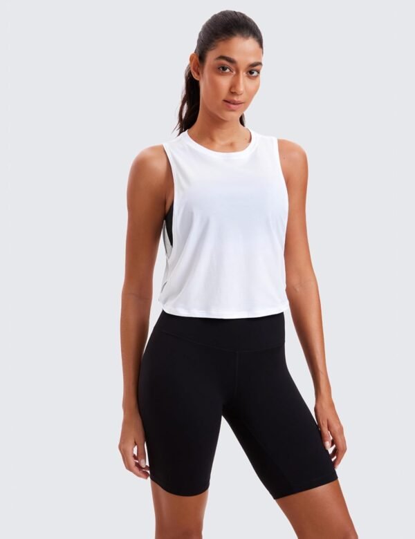 CRZ YOGA Femme Coton Débardeur Shirt sans Manches Corps de Sport Fitness Tank Tops – Image 4