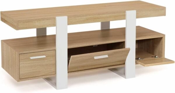 IDMarket - Meuble TV 116 cm Phoenix avec tiroirs Bois et Blanc – Image 4