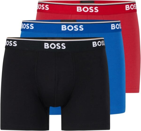 BOSS Hommes BoxerBr 3P Power Lot de Trois Boxers Longs en Coton Stretch avec Logos