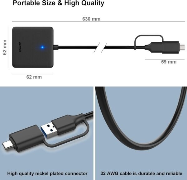 Lecteur de Carte mémoire, BENFEI 4 in 1 USB-C vers SD Adaptateur de Lecteur de Carte SD Micro SD MS CF, Compatible avec iPhone 15 Pro/Max, MacBook Pro/Air 2023, iPad Pro, Surface Book 3 et Plus – Image 7