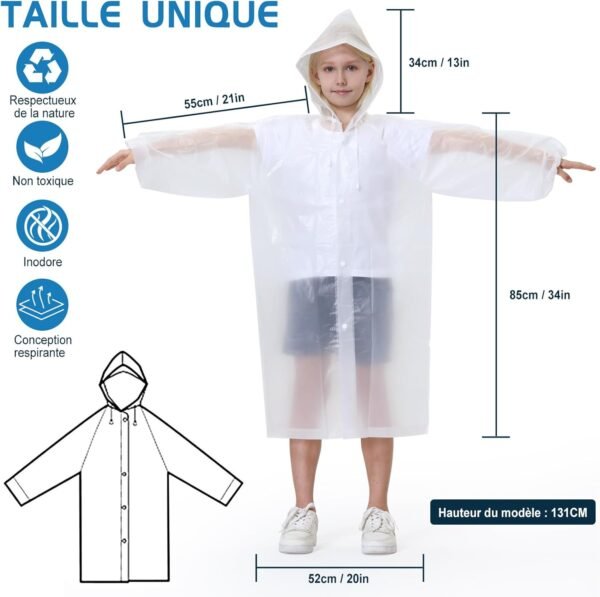 Newbyinn 2 Pièces poncho pluie imperméable, cape de pluie femme homme, poncho de pluie velo randonnée bivouac camping – Image 2