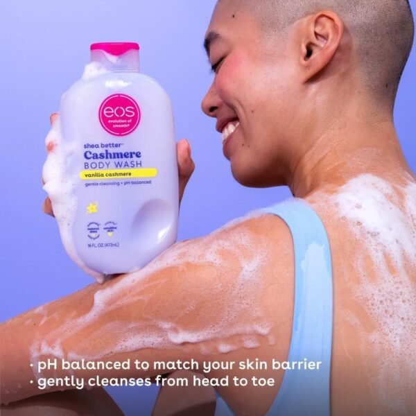 EOS Shea Better Cachemire Vanille Douche de soin hydratante et nourrissante avec formule gel au pH équilibré, sans parabènes ni phtalates, pour peaux sensibles, 400 ml – Image 5