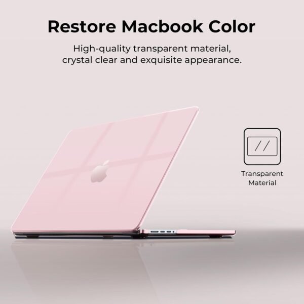 EooCoo Coque Compatible avec MacBook Air 13,6 Pouces M2 M3 M4 A2681 A3113 A3240, 2022 2024 2025 Release avec Touch ID, Protection Étui Rigide en Plastique Anti-Rayures pour Mac 13 - Cristal Rose – Image 3