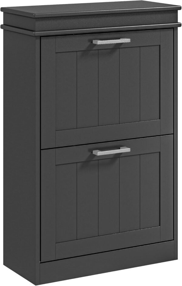 HOMCOM Meuble à Chaussures, Armoire à Chaussures, 2 Portes abattants, étagères réglables, pour entrée, Couloir, 54 x 24 x 82,5 cm, Noir