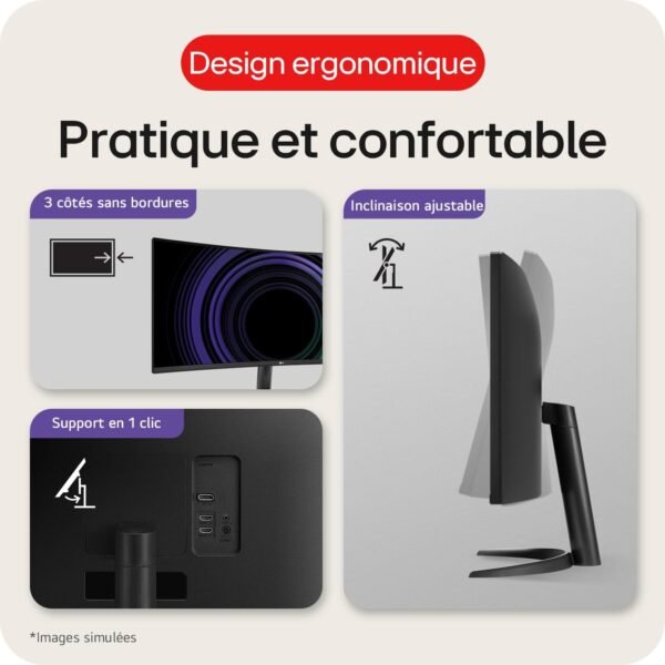 LG UltraWide™ 34WR50QK-B Ecran PC Ultra Large 34" - Dalle VA résolution QHD (3440 x 1440), 5ms GtG 100Hz, HDR 10, sRGB 90% (CIE1931), inclinable, Mode Portrait – Image 8