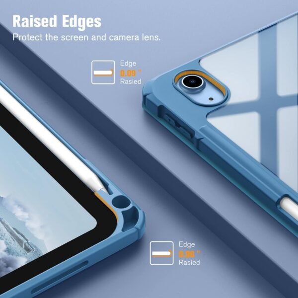 FINTIE Coque pour iPad (A16) 11ème Génération 11 Pouces 2025, iPad 10ème Génération 10.9 Pouces 2022 - [Rangement de Stylet] Coque Transparente Claire, Housse Bord Antichoc, Bleu Océan – Image 8