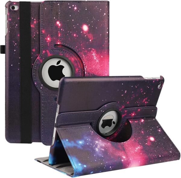 Étui Rotatif pour iPad 9,7" 6ème Génération, 5ème Génération/iPad Air 2/iPad Air – Support Rotatif à 360 Degrés Housse de Protection avec Mise en Veille Automatique (Moon Starry Sky)