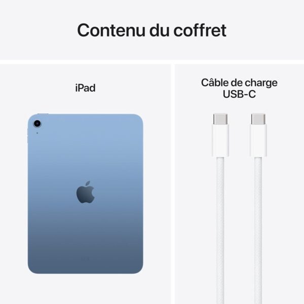 Apple iPad avec Puce A16 : Écran Liquid Retina 11 Pouces, 128 Go, Wi-FI 6, caméras Avant/arrière 12 Mpx, Touch ID, autonomie d’Une journée – Bleu – Image 6