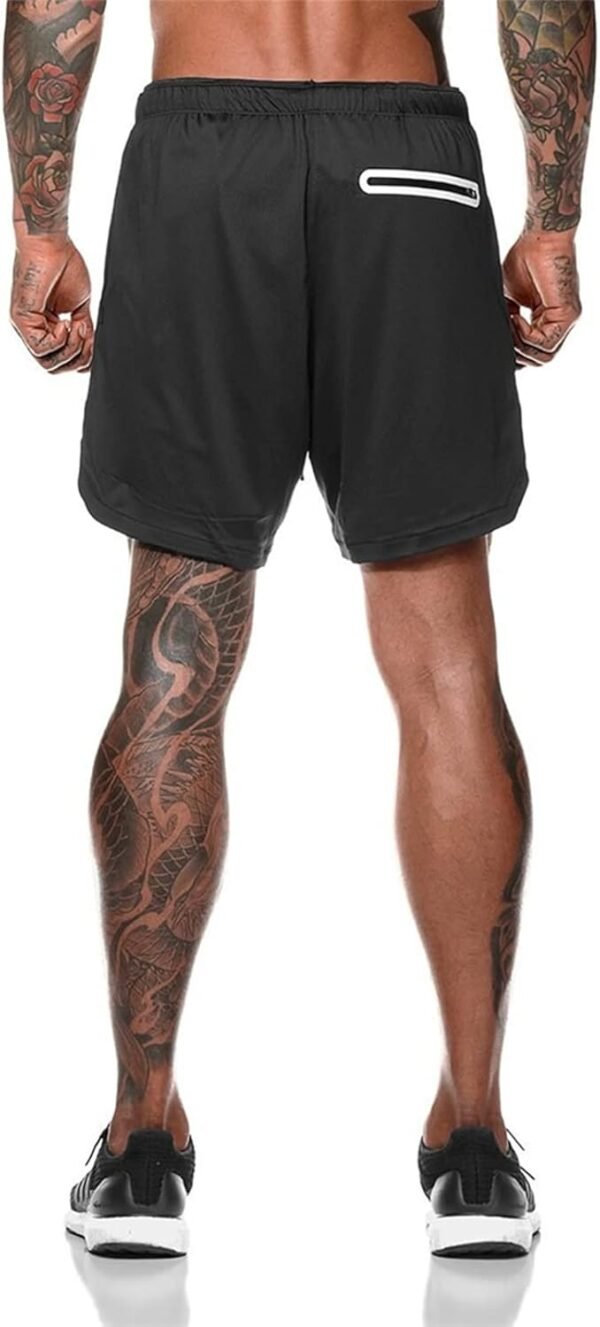 Short Sport Homme, Short de Course 2 en 1 pour Homme avec Doublure en Maille Short Homme 4 Poches Short de Entraînement Respirant à Séchage Rapide pour l'été – Image 3