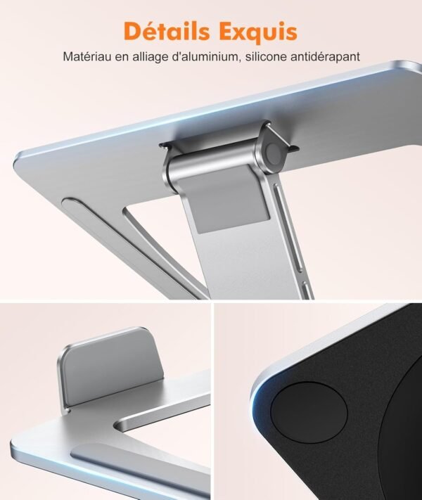 EOIWUY Support Ordinateur Portable Rotation 360°, Support PC Portable Bureau Réglable à Refroidissement Rapide, pour Travail d'Équipe Laptop Stand Ergonomique Racks Compatible avec Tous Laptops 10-16" – Image 7