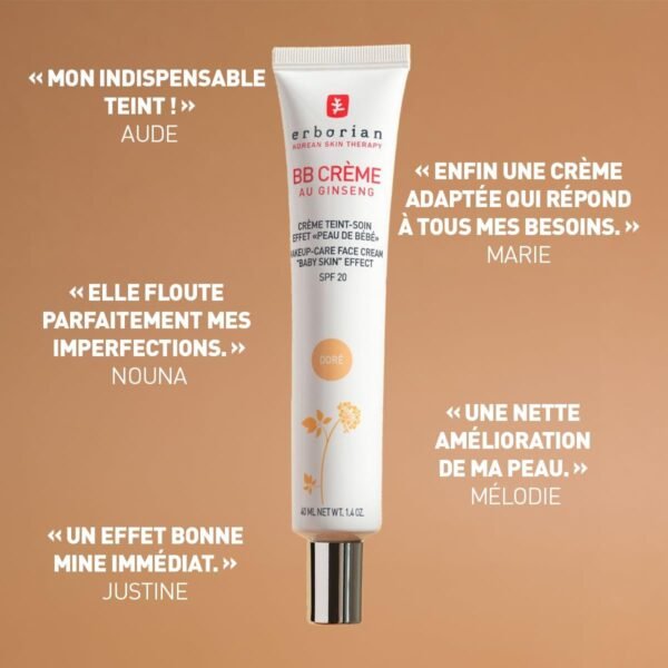 Erborian - BB Crème au Ginseng 5-en-1 - Soin Teinté Perfecteur Effet "Peau de Bébé" - Fond de Teint Couvrant Imperfections - Protection Solaire SPF 20 - Soin Cosmétique Coréen - 15ml – Image 7