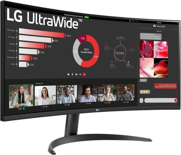 LG UltraWide™ 34WR50QK-B Ecran PC Ultra Large 34" - Dalle VA résolution QHD (3440 x 1440), 5ms GtG 100Hz, HDR 10, sRGB 90% (CIE1931), inclinable, Mode Portrait – Image 11