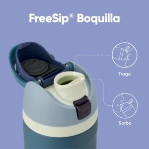 Alternative view of Owala FreeSip gourde isotherme en inox avec paille et couvercle, 710 ml - sans BPA, garde frais pendant 24 heures pour le sport et les voyages, Denim